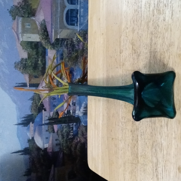 🇺🇸Vintage 16" Hand blown Green Glass Vase B&B Glass Rare Made In U.S.A. - Picture 10 of 12